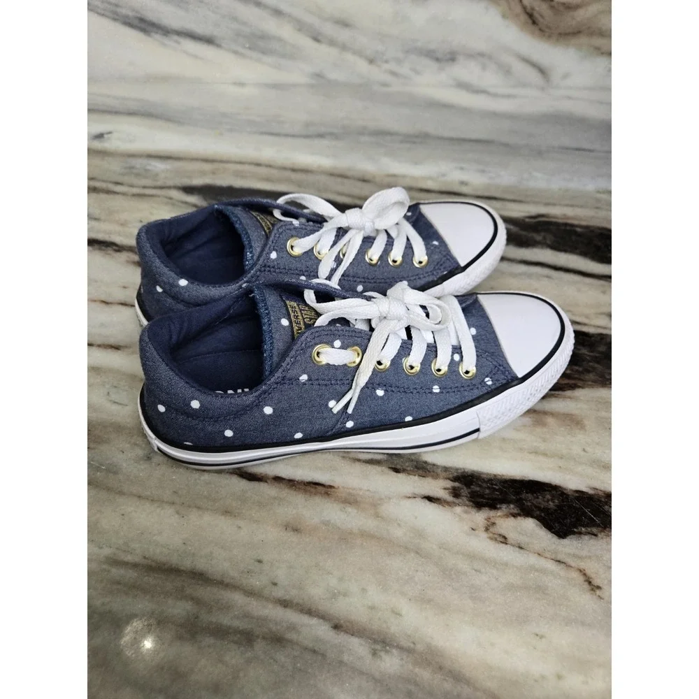 Women's Converse Chuck Taylor All Star Madison Ox‎ Size 7 Navy Gold polka dot
